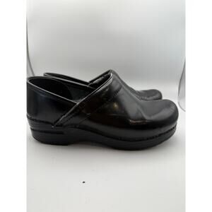 Dansko Black Leather Professional Clogs Size 38 Comfort Work Shoes Scandi Nurse